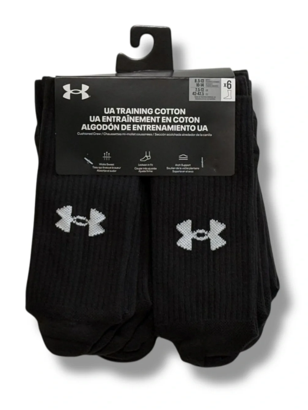 Under Armour Training cotton cushioned crew socks black 18 pairs